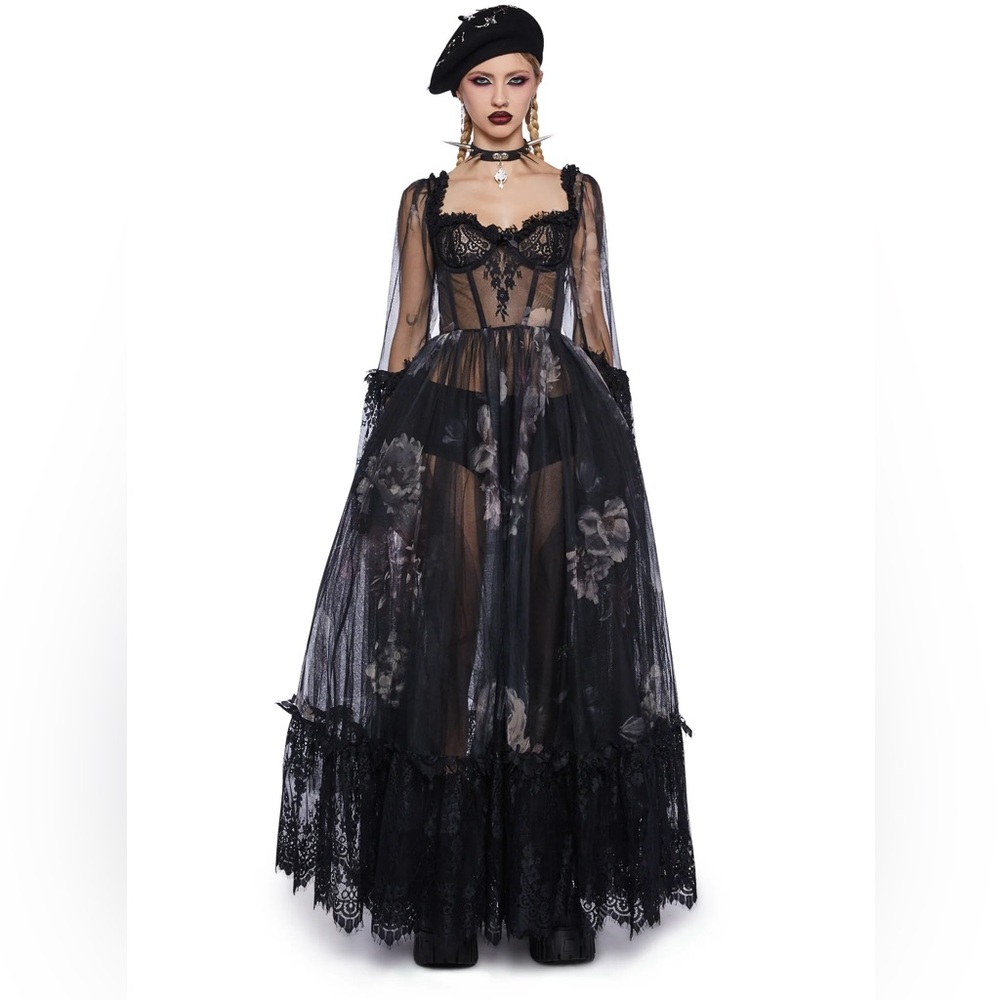 Dolls Kill Widow Dance With Death Maxi Dress - Floral